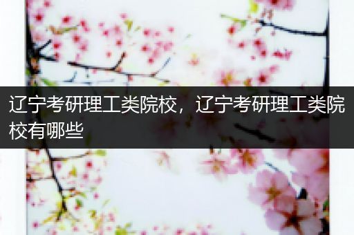 辽宁考研理工类院校，辽宁考研理工类院校有哪些