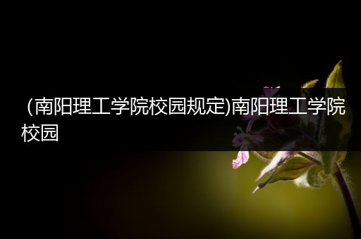 （南阳理工学院校园规定)南阳理工学院 校园