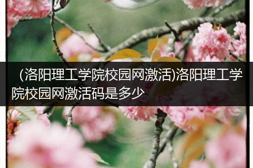（洛阳理工学院校园网激活)洛阳理工学院校园网激活码是多少