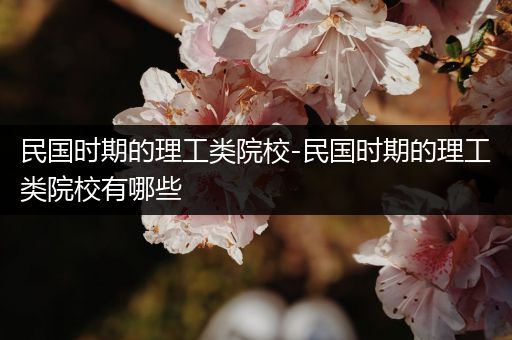 民国时期的理工类院校-民国时期的理工类院校有哪些
