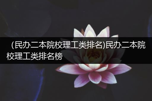 （民办二本院校理工类排名)民办二本院校理工类排名榜