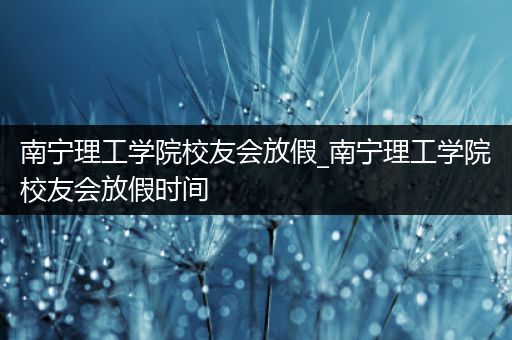 南宁理工学院校友会放假_南宁理工学院校友会放假时间