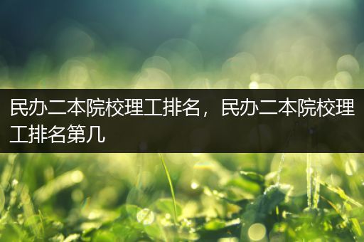 民办二本院校理工排名，民办二本院校理工排名第几