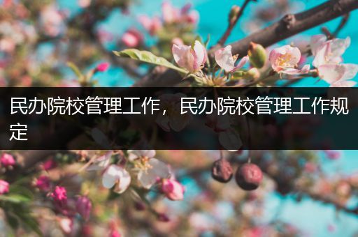 民办院校管理工作，民办院校管理工作规定