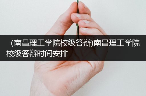 （南昌理工学院校级答辩)南昌理工学院校级答辩时间安排