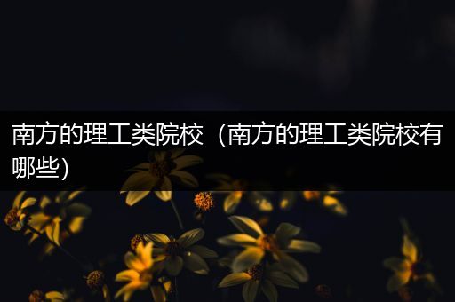 南方的理工类院校（南方的理工类院校有哪些）