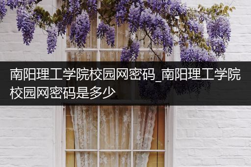 南阳理工学院校园网密码_南阳理工学院校园网密码是多少