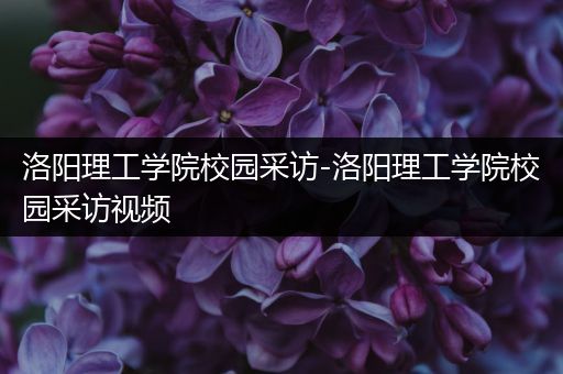 洛阳理工学院校园采访-洛阳理工学院校园采访视频