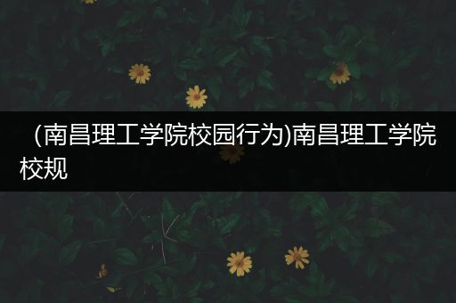 （南昌理工学院校园行为)南昌理工学院校规