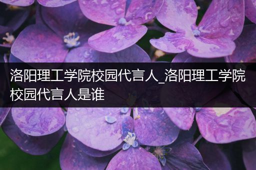 洛阳理工学院校园代言人_洛阳理工学院校园代言人是谁