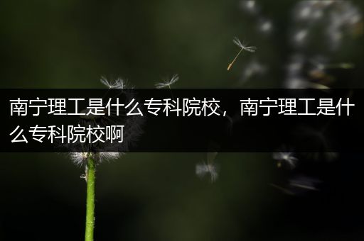 南宁理工是什么专科院校，南宁理工是什么专科院校啊