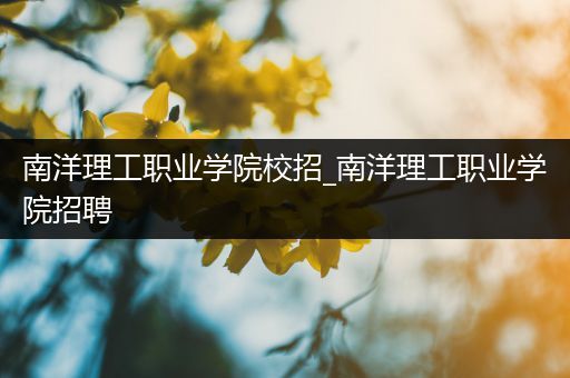 南洋理工职业学院校招_南洋理工职业学院招聘