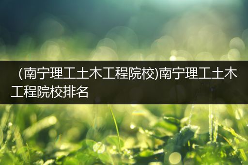 （南宁理工土木工程院校)南宁理工土木工程院校排名