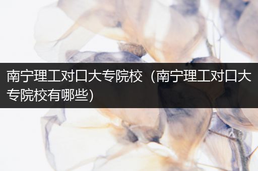 南宁理工对口大专院校（南宁理工对口大专院校有哪些）
