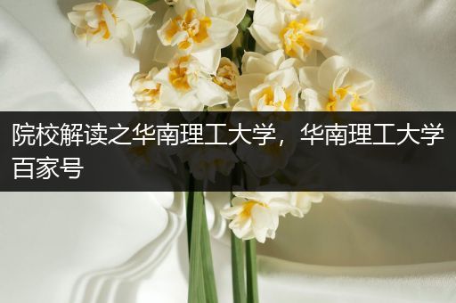 院校解读之华南理工大学，华南理工大学百家号