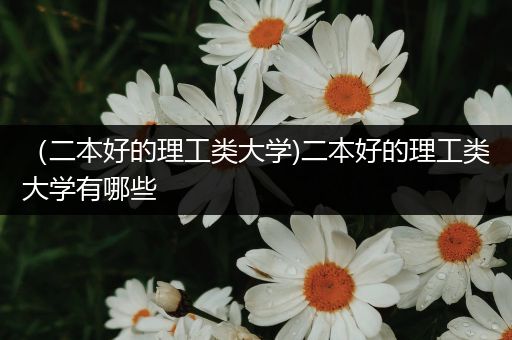 （二本好的理工类大学)二本好的理工类大学有哪些