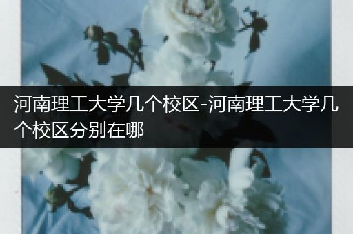 河南理工大学几个校区-河南理工大学几个校区分别在哪
