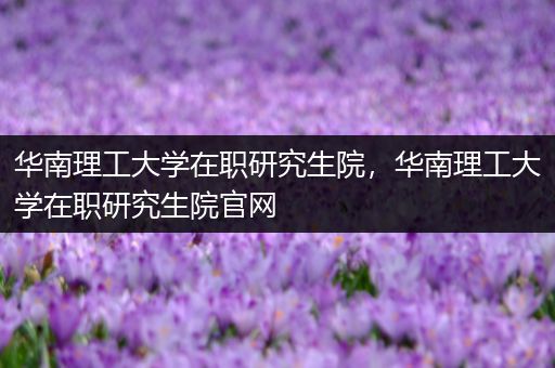 华南理工大学在职研究生院，华南理工大学在职研究生院官网