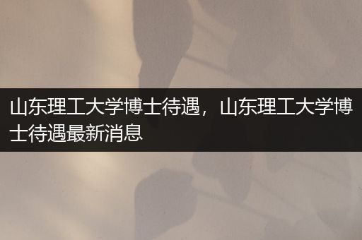 山东理工大学博士待遇，山东理工大学博士待遇最新消息