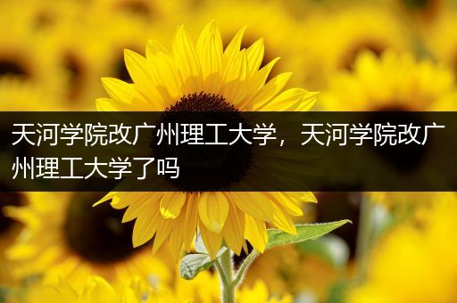 天河学院改广州理工大学，天河学院改广州理工大学了吗