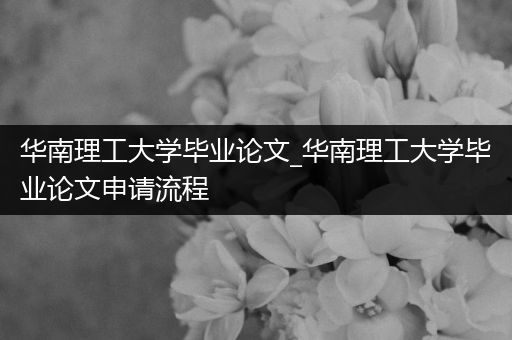 华南理工大学毕业论文_华南理工大学毕业论文申请流程
